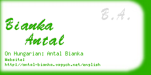 bianka antal business card